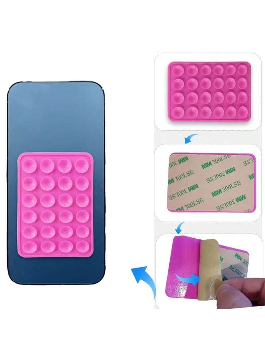 Estuche para teléfono móvil hecho de silicona, 2 piezas con soporte adhesivo para teléfono y 24 ventosas para fijarlo en fundas de PC y bolsos. - Imagen 6