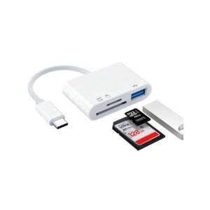 Adaptador lector de tarjetas SD USB C, Adaptador lector de tarjetas microSD TF tipo C Fermoved, Adaptador lector de tarjetas de memoria de cámara 3 en 1 USB C a USB compatible con iPad Pro y talla grande dispositivos USB C