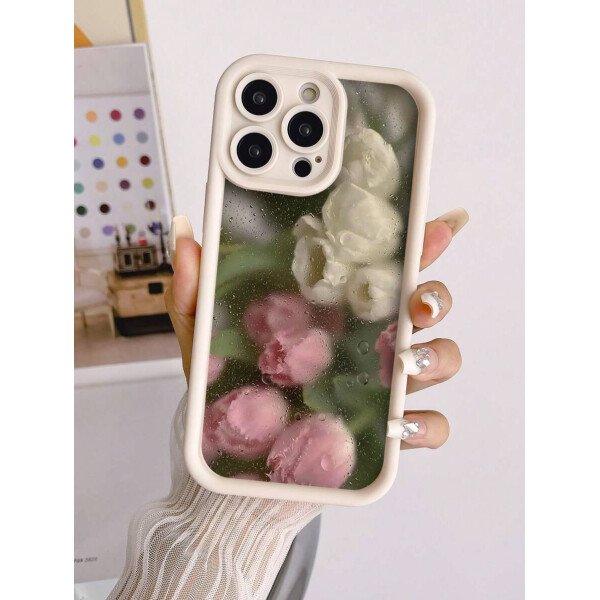 Funda de teléfono con flores, funda de teléfono con flores de verano y primavera, compatible con iPhone 15/14/13/12/XR/7/8, de silicona gruesa y suave, antiarañazos, resistente al agua y a los golpes, con diseño creativo de color caramelo y protección - Imagen 3