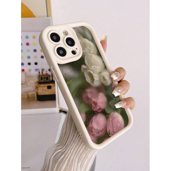 Funda de teléfono con flores, funda de teléfono con flores de verano y primavera, compatible con iPhone 15/14/13/12/XR/7/8, de silicona gruesa y suave, antiarañazos, resistente al agua y a los golpes, con diseño creativo de color caramelo y protección - Imagen 4