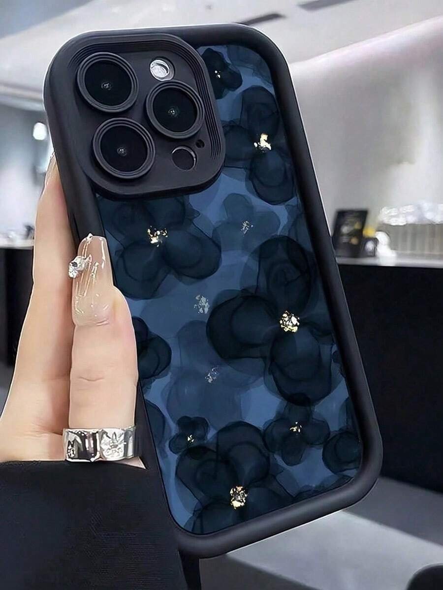 Funda de teléfono con acabado mate con patrón floral azul marino, compatible con iPhone 16/15/14/13/12XXS/XR/x/7/8 Plus/Pro Max y Series, gran regalo para amigos, familia, novio, novia - Imagen 2