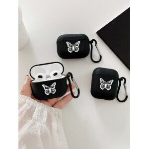 Funda con estampado de mariposa negro mate, incluye 1 gancho para funda. Compatible con el estuche de Case, Pro (2.ª generación), 3, Pro, 1/2, 4