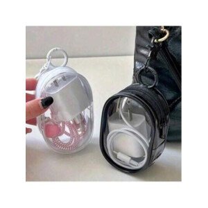 Organizador de cables de carga, bolsa de cable transparente impermeable, almacenamiento de cargador de teléfono móvil - Estuche portátil para auriculares, llaveros, artículos esenciales de viaje, llavero
