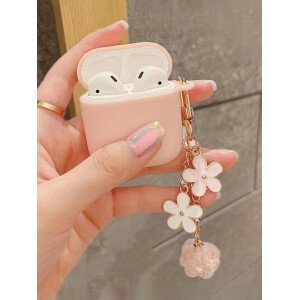 Funda de silicona líquida con diseño minimalista de flor compatible con el estuche de protección de , auriculares Bluetooth de Apple