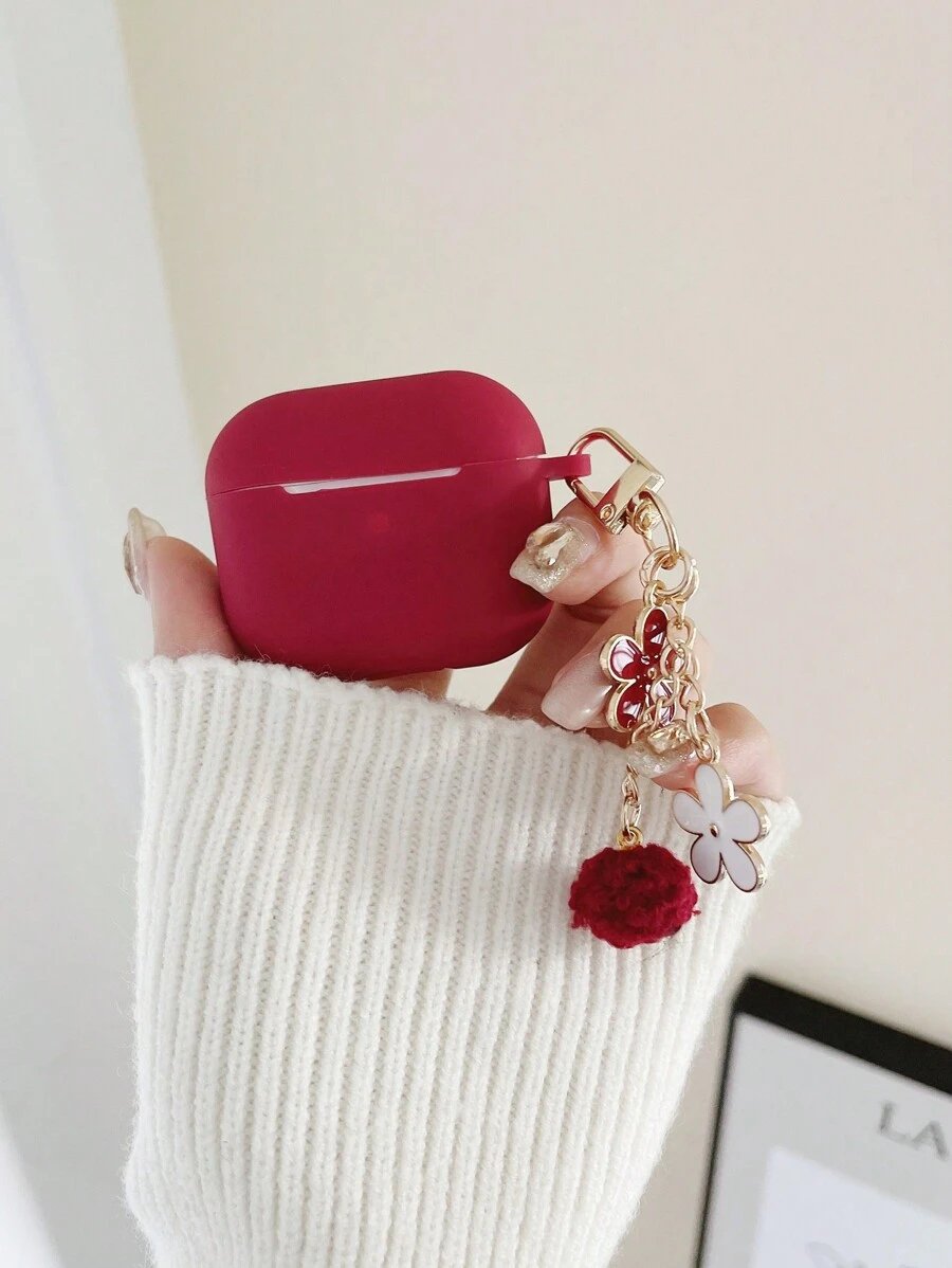 Funda de silicona líquida con diseño minimalista de flor compatible con el estuche de protección de , auriculares Bluetooth de Apple - Imagen 9