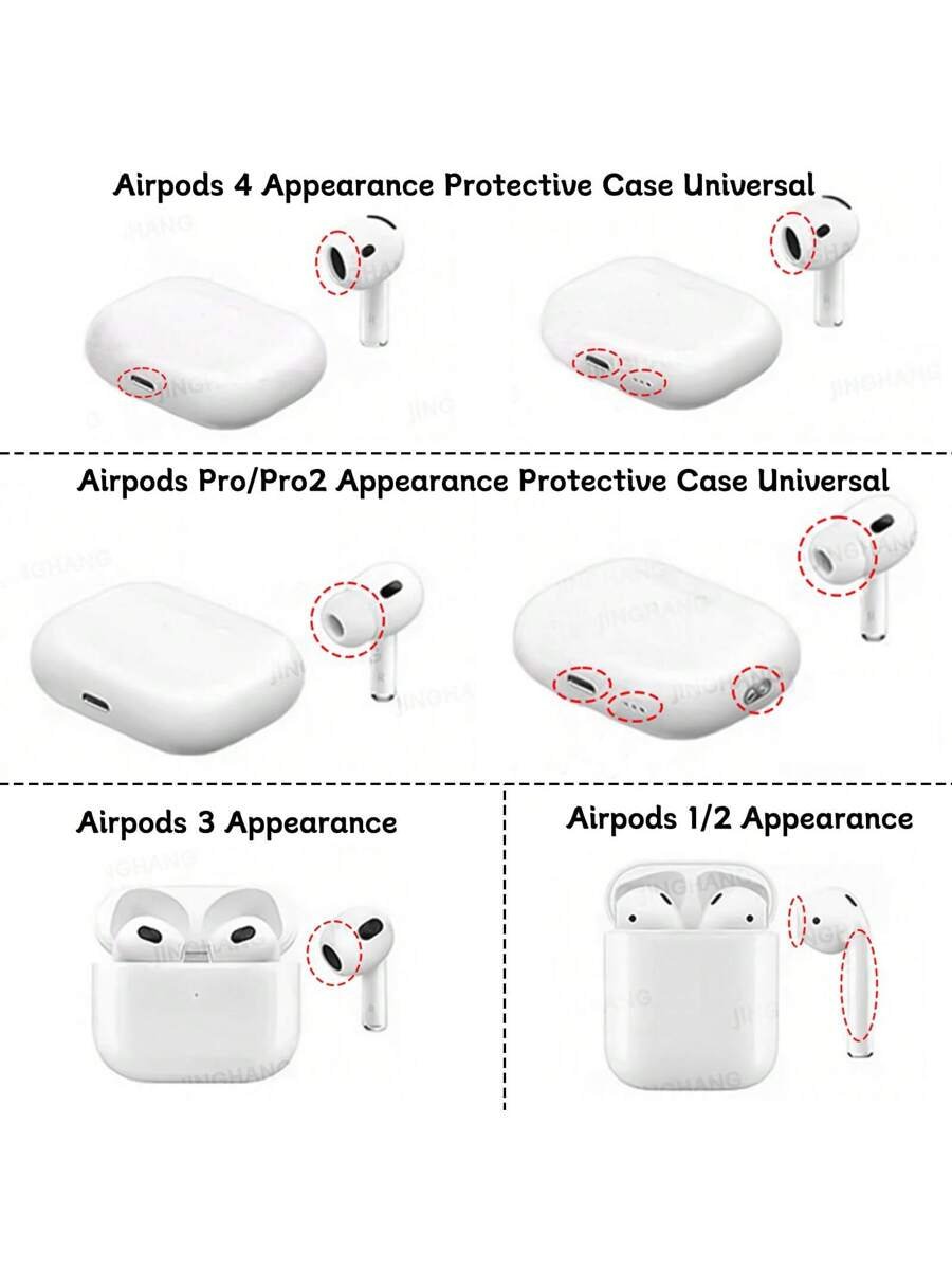 Funda para auriculares con lazo 3D rosa y cadena con mariposa colgante, compatible con Apple 1/2, Pro, 3, Pro 2, 4 - Imagen 11