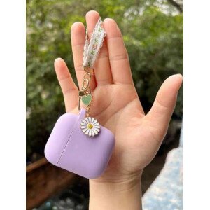 Funda de silicona suave de una sola pieza con diseño de flor de margarita compatible con 4 Pro2, 3, Airpods2 y 1, llavero