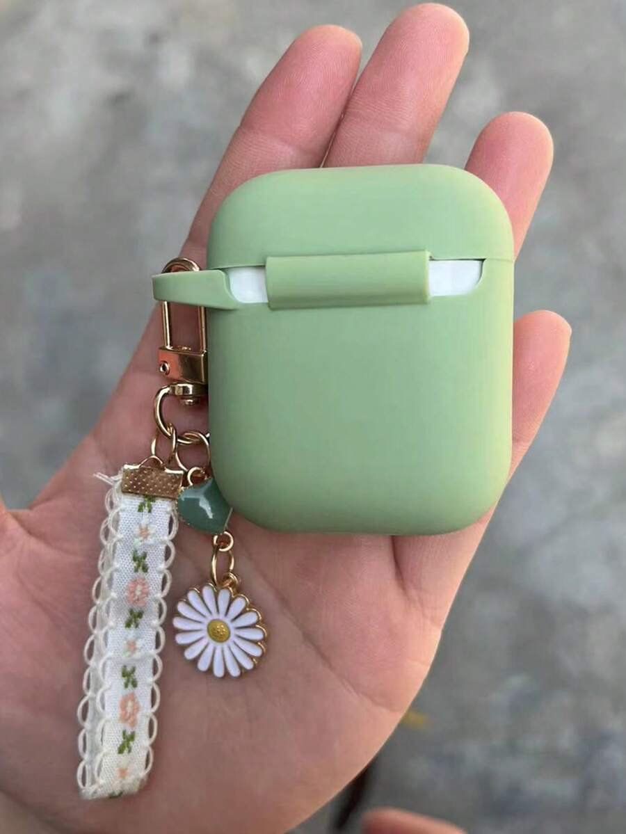 Funda de silicona suave de una sola pieza con diseño de flor de margarita compatible con 4 Pro2, 3, Airpods2 y 1, llavero - Imagen 3