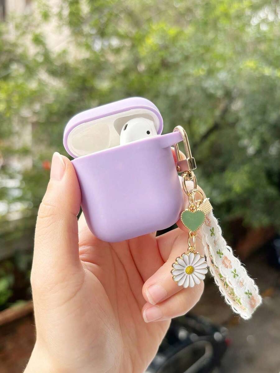 Funda de silicona suave de una sola pieza con diseño de flor de margarita compatible con 4 Pro2, 3, Airpods2 y 1, llavero - Imagen 8