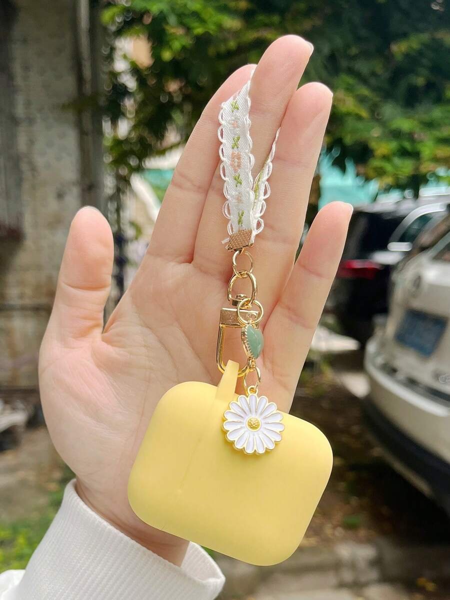 Funda de silicona suave de una sola pieza con diseño de flor de margarita compatible con 4 Pro2, 3, Airpods2 y 1, llavero - Imagen 11
