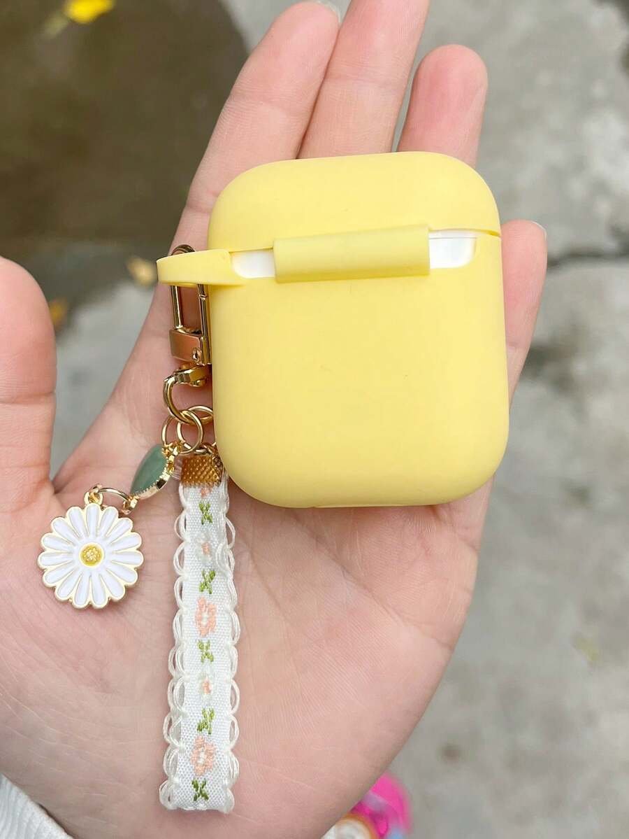 Funda de silicona suave de una sola pieza con diseño de flor de margarita compatible con 4 Pro2, 3, Airpods2 y 1, llavero - Imagen 12