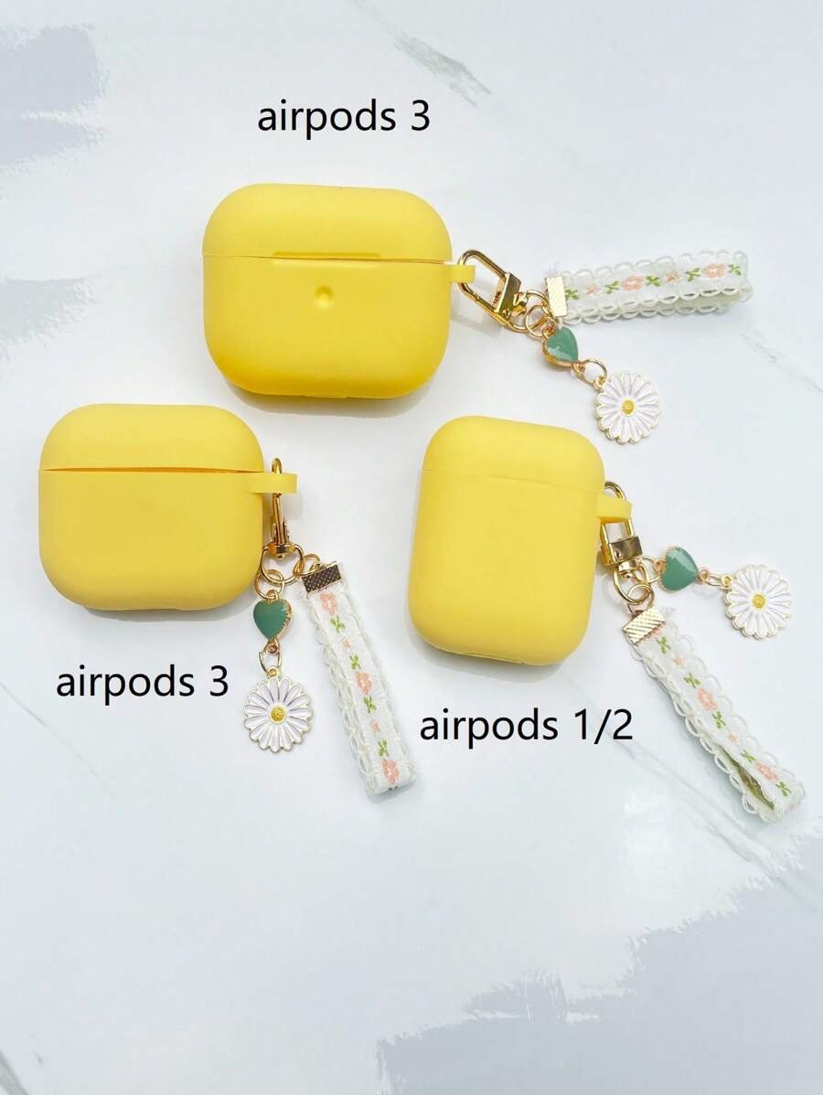 Funda de silicona suave de una sola pieza con diseño de flor de margarita compatible con 4 Pro2, 3, Airpods2 y 1, llavero - Imagen 13