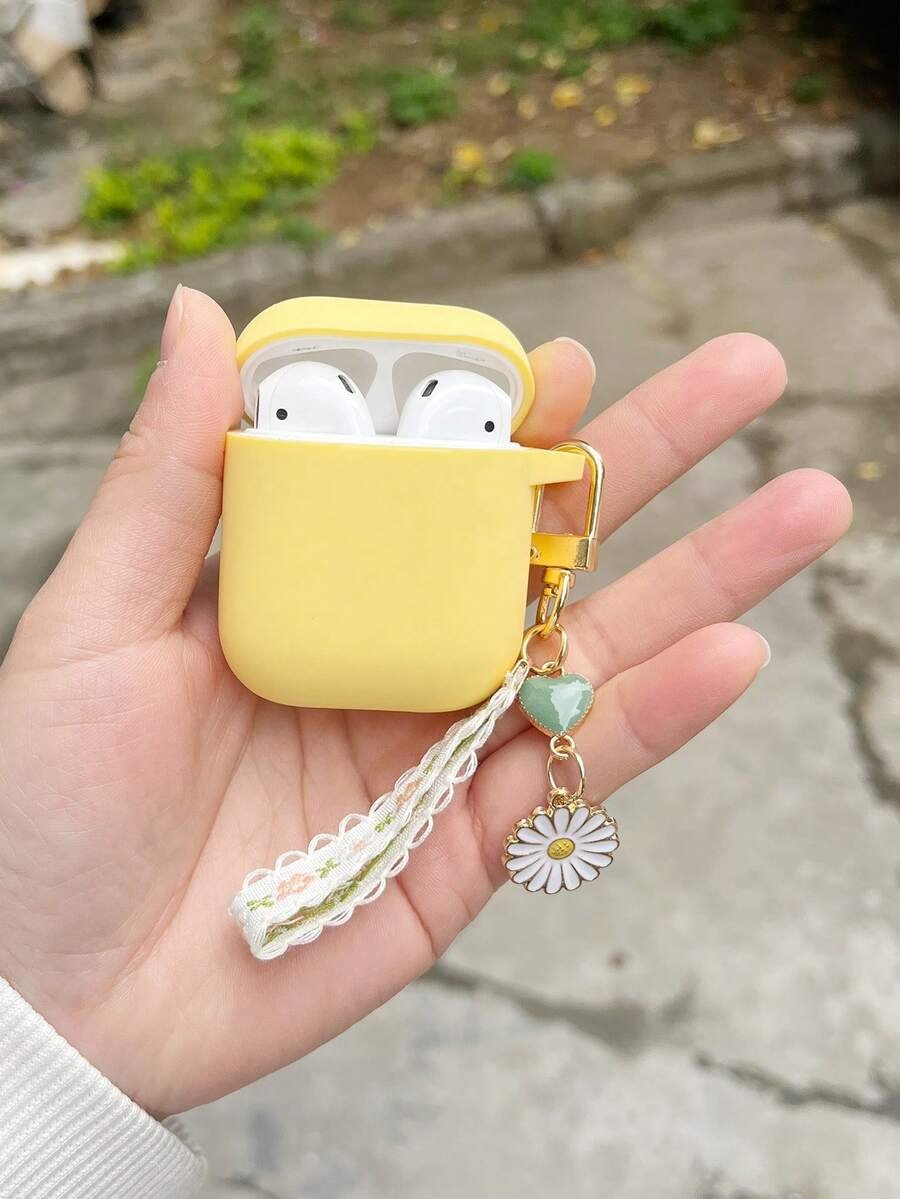 Funda de silicona suave de una sola pieza con diseño de flor de margarita compatible con 4 Pro2, 3, Airpods2 y 1, llavero - Imagen 14