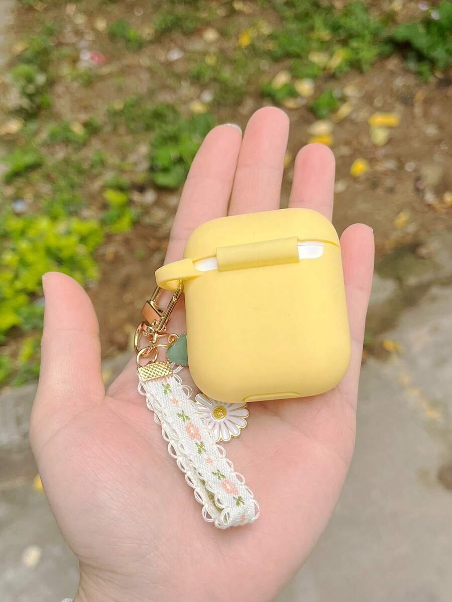 Funda de silicona suave de una sola pieza con diseño de flor de margarita compatible con 4 Pro2, 3, Airpods2 y 1, llavero - Imagen 15