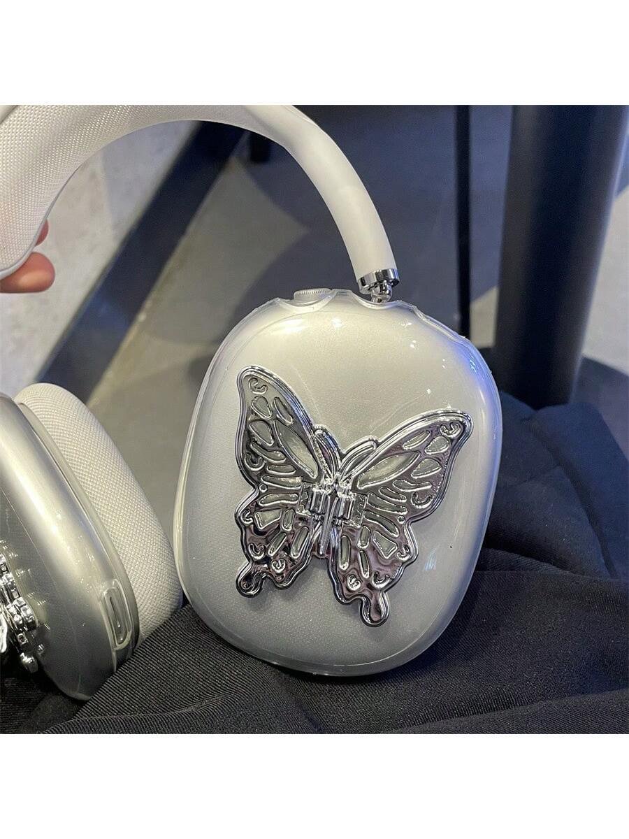 Funda protectora dura de 3D de mariposa plateada compatible con los auriculares inalámbricos Apple AirPods Max, estilo de moda de los 2000 - Imagen 3