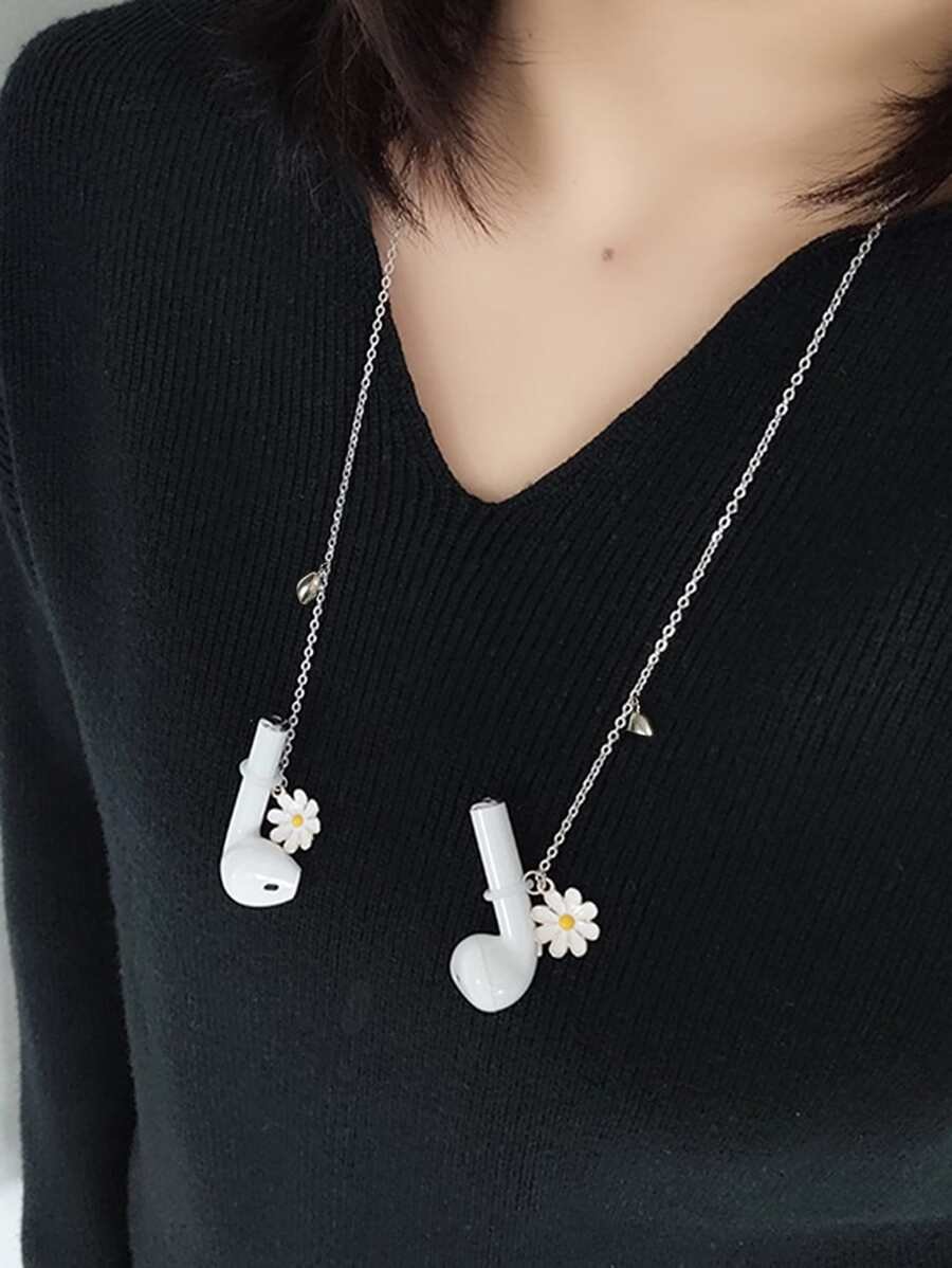 Cadena anti-pérdida para audífonos con decoración de flor - Imagen 3