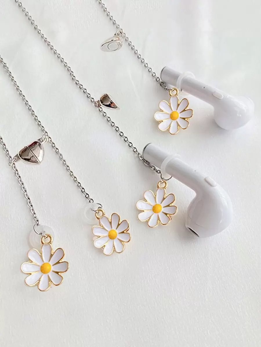 Cadena anti-pérdida para audífonos con decoración de flor - Imagen 5
