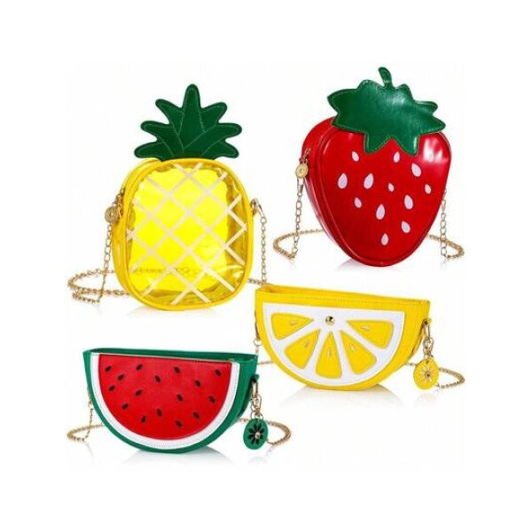 Bolso de hombro con diseño de fruta novedoso y lindo - bolso de hombro con forma de aguacate, naranja, limón, sandía, bolso bandolera con diseño de piña y fresa, bolso mini de hombro con forma de fruta, cartera de mujer (estilo fresco)