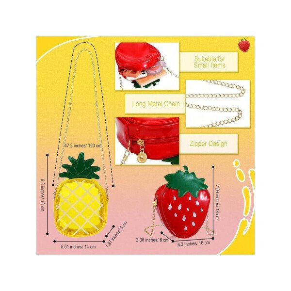 Bolso de hombro con diseño de fruta novedoso y lindo - bolso de hombro con forma de aguacate, naranja, limón, sandía, bolso bandolera con diseño de piña y fresa, bolso mini de hombro con forma de fruta, cartera de mujer (estilo fresco) - Imagen 4