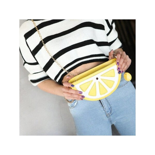 Bolso de hombro con diseño de fruta novedoso y lindo - bolso de hombro con forma de aguacate, naranja, limón, sandía, bolso bandolera con diseño de piña y fresa, bolso mini de hombro con forma de fruta, cartera de mujer (estilo fresco) - Imagen 5