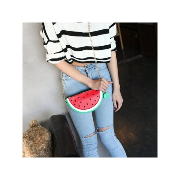 Bolso de hombro con diseño de fruta novedoso y lindo - bolso de hombro con forma de aguacate, naranja, limón, sandía, bolso bandolera con diseño de piña y fresa, bolso mini de hombro con forma de fruta, cartera de mujer (estilo fresco) - Imagen 7