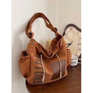 Bolsa de lona grande con decoración de estrella de 5 puntas sólida de nailon de nueva llegada para primavera/verano. Bolso de hombro y bandolera para mujeres, estudiantes y universitarias. Bolsa escolar, bolso escolar, bolsa de libros, impermeable, ligera, plegable, clásica y casual, adecuada para adolescentes, mujeres y estudiantes universitarias, perfecta para volver al colegio, primer día de clases, conciertos