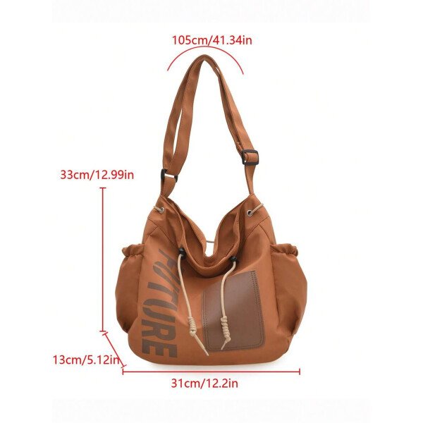 Bolsa de lona grande con decoración de estrella de 5 puntas sólida de nailon de nueva llegada para primavera/verano. Bolso de hombro y bandolera para mujeres, estudiantes y universitarias. Bolsa escolar, bolso escolar, bolsa de libros, impermeable, ligera, plegable, clásica y casual, adecuada para adolescentes, mujeres y estudiantes universitarias, perfecta para volver al colegio, primer día de clases, conciertos - Imagen 25