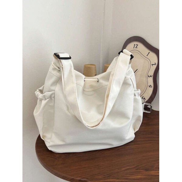 Bolsa de lona grande con decoración de estrella de 5 puntas sólida de nailon de nueva llegada para primavera/verano. Bolso de hombro y bandolera para mujeres, estudiantes y universitarias. Bolsa escolar, bolso escolar, bolsa de libros, impermeable, ligera, plegable, clásica y casual, adecuada para adolescentes, mujeres y estudiantes universitarias, perfecta para volver al colegio, primer día de clases, conciertos - Imagen 29