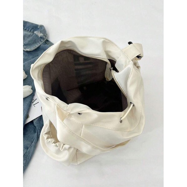 Bolsa de lona grande con decoración de estrella de 5 puntas sólida de nailon de nueva llegada para primavera/verano. Bolso de hombro y bandolera para mujeres, estudiantes y universitarias. Bolsa escolar, bolso escolar, bolsa de libros, impermeable, ligera, plegable, clásica y casual, adecuada para adolescentes, mujeres y estudiantes universitarias, perfecta para volver al colegio, primer día de clases, conciertos - Imagen 30