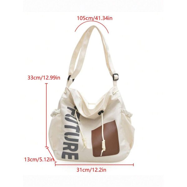 Bolsa de lona grande con decoración de estrella de 5 puntas sólida de nailon de nueva llegada para primavera/verano. Bolso de hombro y bandolera para mujeres, estudiantes y universitarias. Bolsa escolar, bolso escolar, bolsa de libros, impermeable, ligera, plegable, clásica y casual, adecuada para adolescentes, mujeres y estudiantes universitarias, perfecta para volver al colegio, primer día de clases, conciertos - Imagen 31