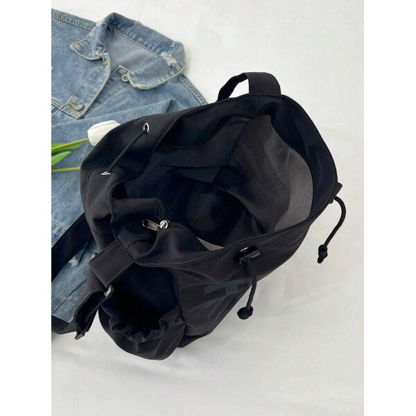 Bolsa de lona grande con decoración de estrella de 5 puntas sólida de nailon de nueva llegada para primavera/verano. Bolso de hombro y bandolera para mujeres, estudiantes y universitarias. Bolsa escolar, bolso escolar, bolsa de libros, impermeable, ligera, plegable, clásica y casual, adecuada para adolescentes, mujeres y estudiantes universitarias, perfecta para volver al colegio, primer día de clases, conciertos - Imagen 36
