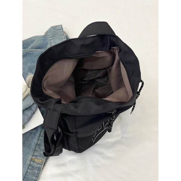Bolsa de lona grande con decoración de estrella de 5 puntas sólida de nailon de nueva llegada para primavera/verano. Bolso de hombro y bandolera para mujeres, estudiantes y universitarias. Bolsa escolar, bolso escolar, bolsa de libros, impermeable, ligera, plegable, clásica y casual, adecuada para adolescentes, mujeres y estudiantes universitarias, perfecta para volver al colegio, primer día de clases, conciertos - Imagen 42