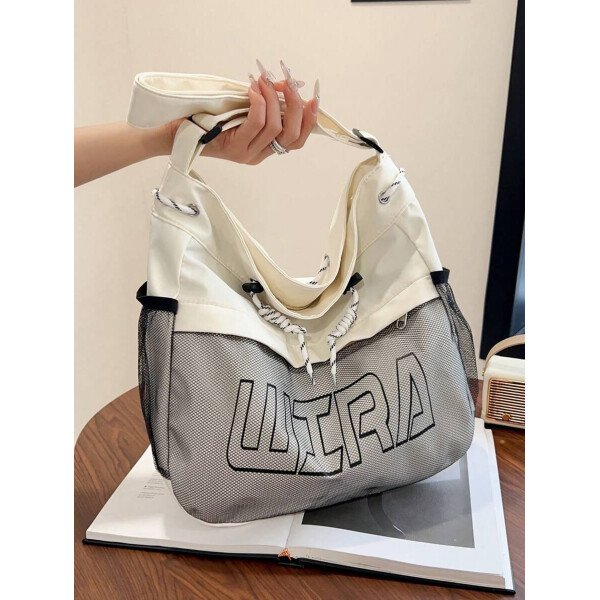 Bolsa de lona grande con decoración de estrella de 5 puntas sólida de nailon de nueva llegada para primavera/verano. Bolso de hombro y bandolera para mujeres, estudiantes y universitarias. Bolsa escolar, bolso escolar, bolsa de libros, impermeable, ligera, plegable, clásica y casual, adecuada para adolescentes, mujeres y estudiantes universitarias, perfecta para volver al colegio, primer día de clases, conciertos - Imagen 50