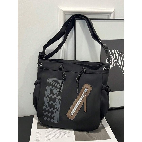 Bolsa de lona grande con decoración de estrella de 5 puntas sólida de nailon de nueva llegada para primavera/verano. Bolso de hombro y bandolera para mujeres, estudiantes y universitarias. Bolsa escolar, bolso escolar, bolsa de libros, impermeable, ligera, plegable, clásica y casual, adecuada para adolescentes, mujeres y estudiantes universitarias, perfecta para volver al colegio, primer día de clases, conciertos - Imagen 57