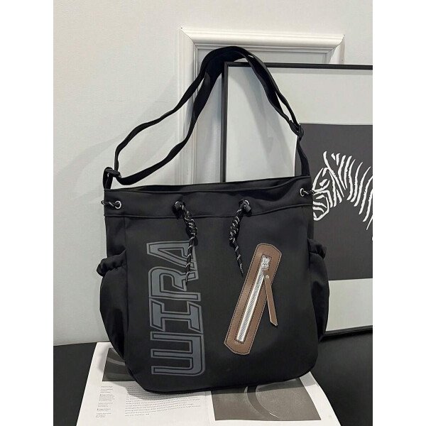 Bolsa de lona grande con decoración de estrella de 5 puntas sólida de nailon de nueva llegada para primavera/verano. Bolso de hombro y bandolera para mujeres, estudiantes y universitarias. Bolsa escolar, bolso escolar, bolsa de libros, impermeable, ligera, plegable, clásica y casual, adecuada para adolescentes, mujeres y estudiantes universitarias, perfecta para volver al colegio, primer día de clases, conciertos - Imagen 58