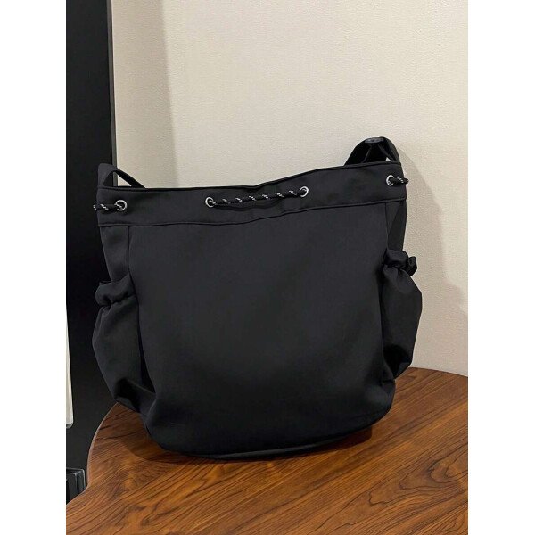Bolsa de lona grande con decoración de estrella de 5 puntas sólida de nailon de nueva llegada para primavera/verano. Bolso de hombro y bandolera para mujeres, estudiantes y universitarias. Bolsa escolar, bolso escolar, bolsa de libros, impermeable, ligera, plegable, clásica y casual, adecuada para adolescentes, mujeres y estudiantes universitarias, perfecta para volver al colegio, primer día de clases, conciertos - Imagen 61