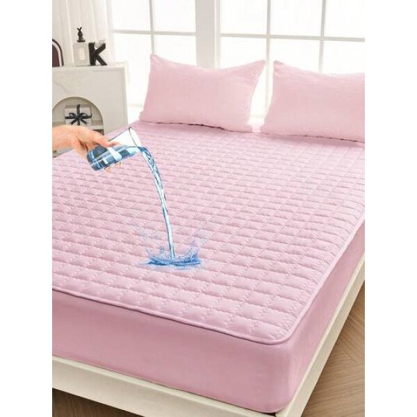 Sábana bajera impermeable, funda de colchón hipoalergénica, suave y cómoda para dormitorio, para todas las estaciones, sábana bajera ajustable de 30 cm de profundidad, transpirable, acolchada, con diseño de celosía cuadrada, para todas las tallas Queen, King y Twin, funda protectora de colchón de color liso, antipolvo, cómoda y lavable a máquina.