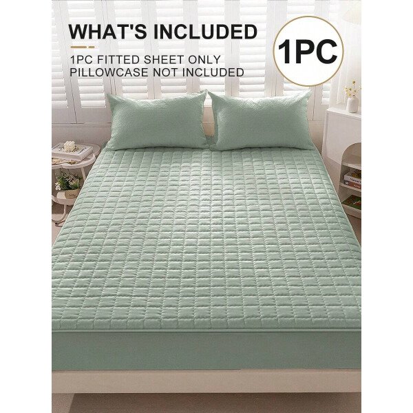 Sábana bajera impermeable, funda de colchón hipoalergénica, suave y cómoda para dormitorio, para todas las estaciones, sábana bajera ajustable de 30 cm de profundidad, transpirable, acolchada, con diseño de celosía cuadrada, para todas las tallas Queen, King y Twin, funda protectora de colchón de color liso, antipolvo, cómoda y lavable a máquina. - Imagen 35