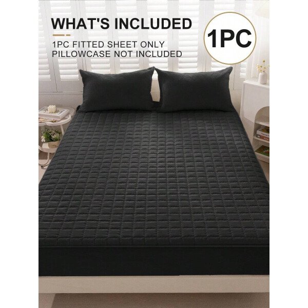 Sábana bajera impermeable, funda de colchón hipoalergénica, suave y cómoda para dormitorio, para todas las estaciones, sábana bajera ajustable de 30 cm de profundidad, transpirable, acolchada, con diseño de celosía cuadrada, para todas las tallas Queen, King y Twin, funda protectora de colchón de color liso, antipolvo, cómoda y lavable a máquina. - Imagen 43