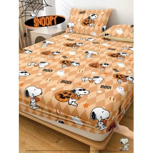 Sábana ajustada con diseño de Snoopy de Halloween, funda de colchón con estampado de calabaza y fantasma de dibujos animados, diseño de calabaza espeluznante, cómoda y amigable con la piel, antideslizante, de bolsillo profundo, resistente al polvo, antipilling, para todas las estaciones, lavable a máquina, se ajusta a tamaños de cama individual/doble/queen/king, decoración de otoño, decoración de Halloween, regalo listo para el truco o , decoración del hogar espeluznante