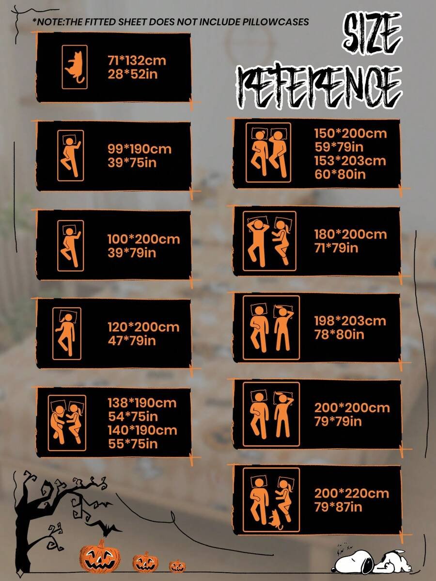 Sábana ajustada con diseño de Snoopy de Halloween, funda de colchón con estampado de calabaza y fantasma de dibujos animados, diseño de calabaza espeluznante, cómoda y amigable con la piel, antideslizante, de bolsillo profundo, resistente al polvo, antipilling, para todas las estaciones, lavable a máquina, se ajusta a tamaños de cama individual/doble/queen/king, decoración de otoño, decoración de Halloween, regalo listo para el truco o , decoración del hogar espeluznante - Imagen 4
