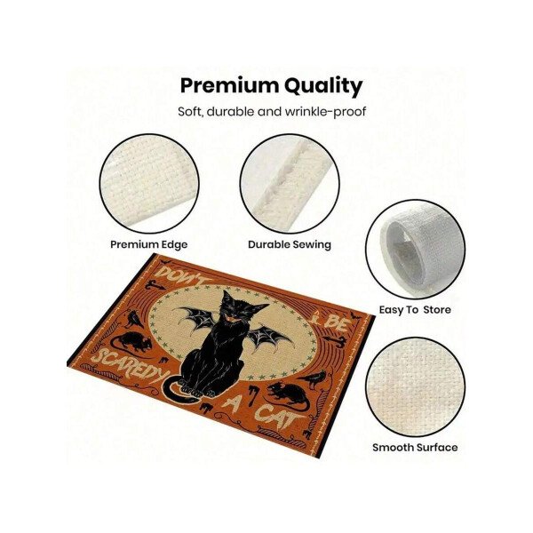 Manteles individuales con diseño de gato, cuervo y alas de murciélago para Halloween, fiestas y eventos, de poliéster lavable, adecuados para decoración de cocina, decoración de Halloween y decoración del hogar, de 12x16 pulgadas - Imagen 9