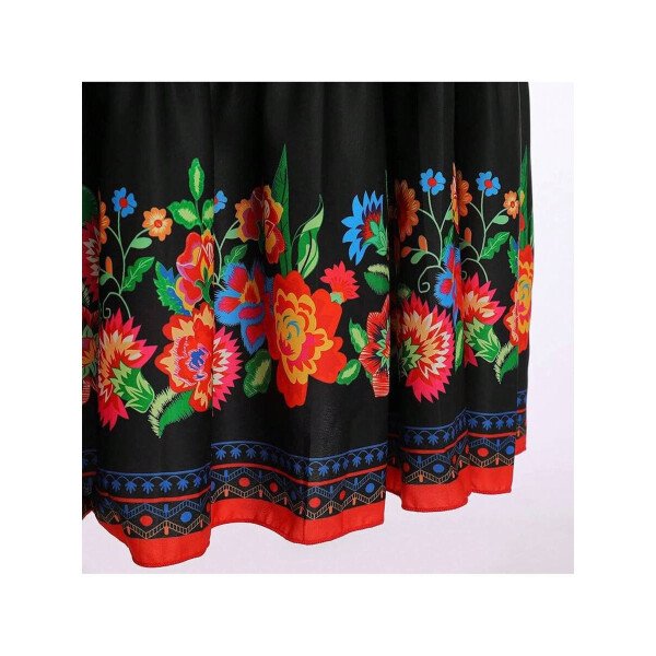 Vestido mexicano de mujer de verano con estampado floral, uso tradicional con hombros descubiertos, para playa, fiesta y vacaciones, vestido largo y maxifalda - Imagen 7