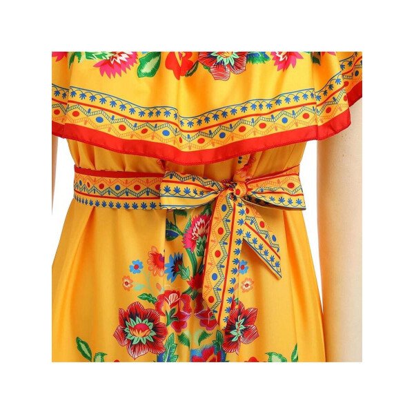 Vestido mexicano de mujer de verano con estampado floral, uso tradicional con hombros descubiertos, para playa, fiesta y vacaciones, vestido largo y maxifalda - Imagen 23