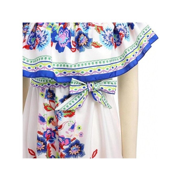 Vestido mexicano de mujer de verano con estampado floral, uso tradicional con hombros descubiertos, para playa, fiesta y vacaciones, vestido largo y maxifalda - Imagen 41