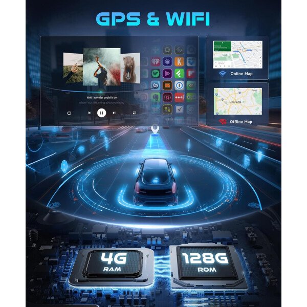 4+128G Android 15 Radio estéreo para coche para Ford Edge 2016-2020 con Carplay inalámbrico Android Auto, unidad principal de pantalla en celda de 9 pulgadas con GPS/Bluetooth 5.0/FM RDS/EQ/Wi-Fi - Imagen 4