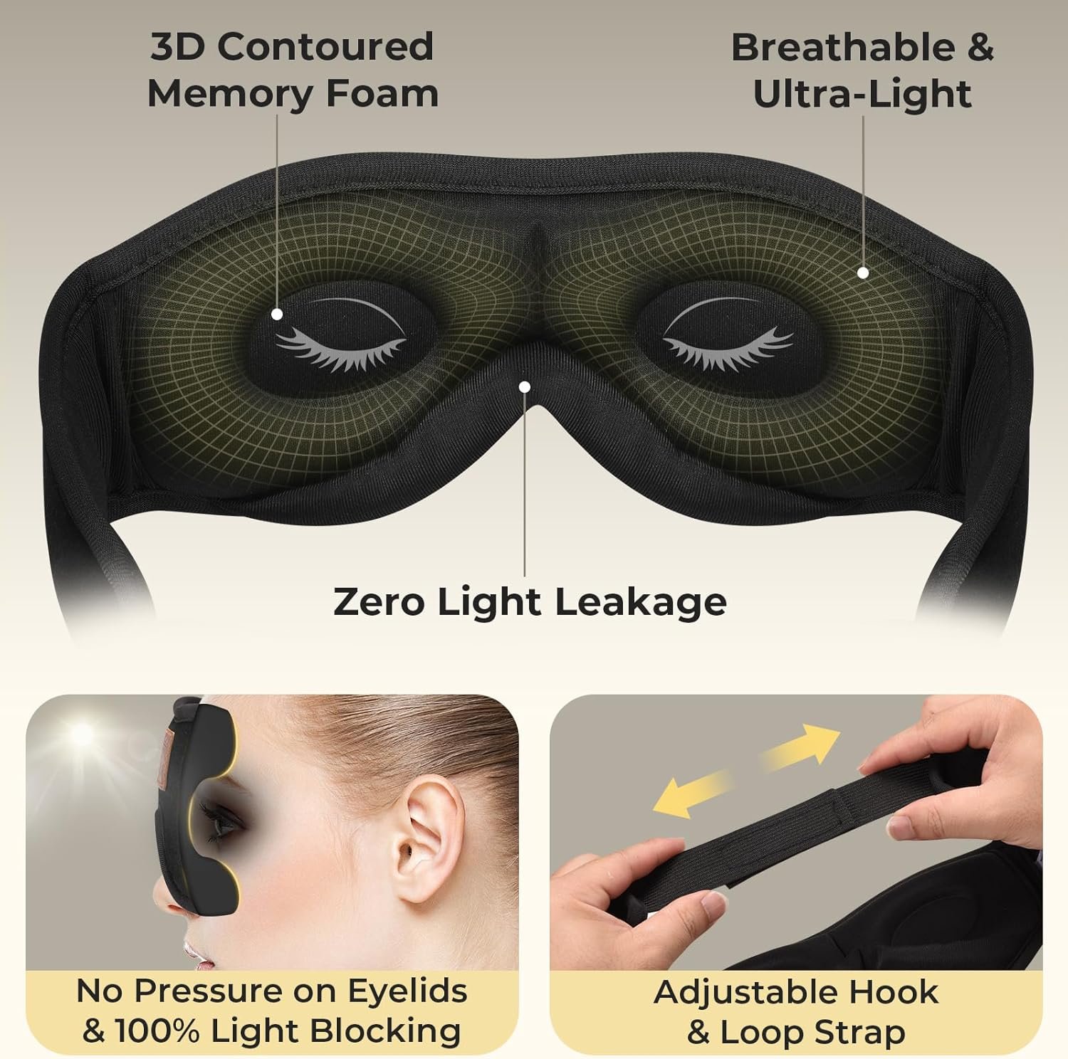 Paquete de 2 mascarillas 3D para dormir con auriculares Bluetooth, audífonos para dormir, máscara de ojos Bluetooth con gancho y bucle ajustables, altavoces estéreo ultrafinos perfectos para - Imagen 2