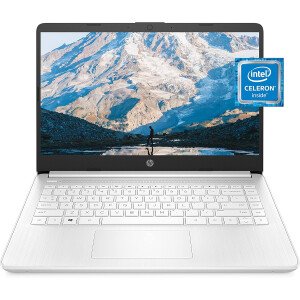 HP Computadora portátil 14, Intel Celeron N4020, 4 GB de RAM, 64 GB de almacenamiento, pantalla HD de microborde de 14 pulgadas, Windows 11 Home, delgada y portátil, gráficos 4K, un año de Microsoft