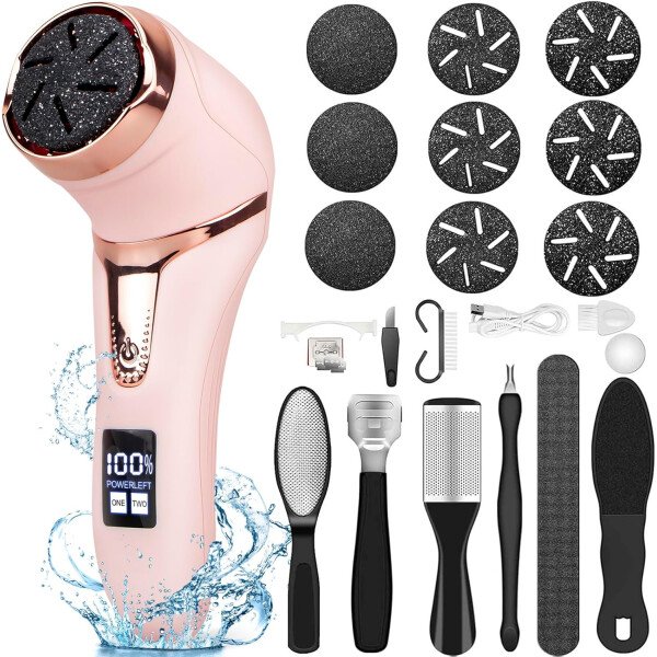 Removedor eléctrico de callos para pies (con aspiradora de caspa), kit de pedicura portátil para limas de pies, removedor de callos de pies, lima de pies impermeable recargable para el cuidado de los - Imagen 11