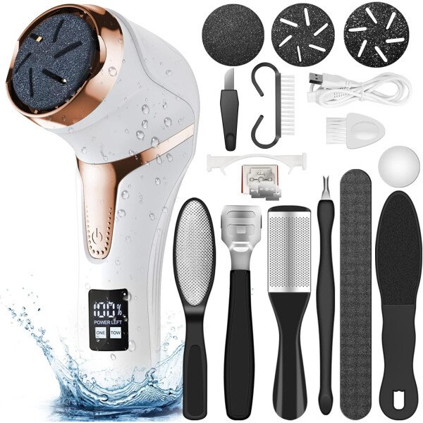 Removedor eléctrico de callos para pies (con aspiradora de caspa), kit de pedicura portátil para limas de pies, removedor de callos de pies, lima de pies impermeable recargable para el cuidado de los - Imagen 18